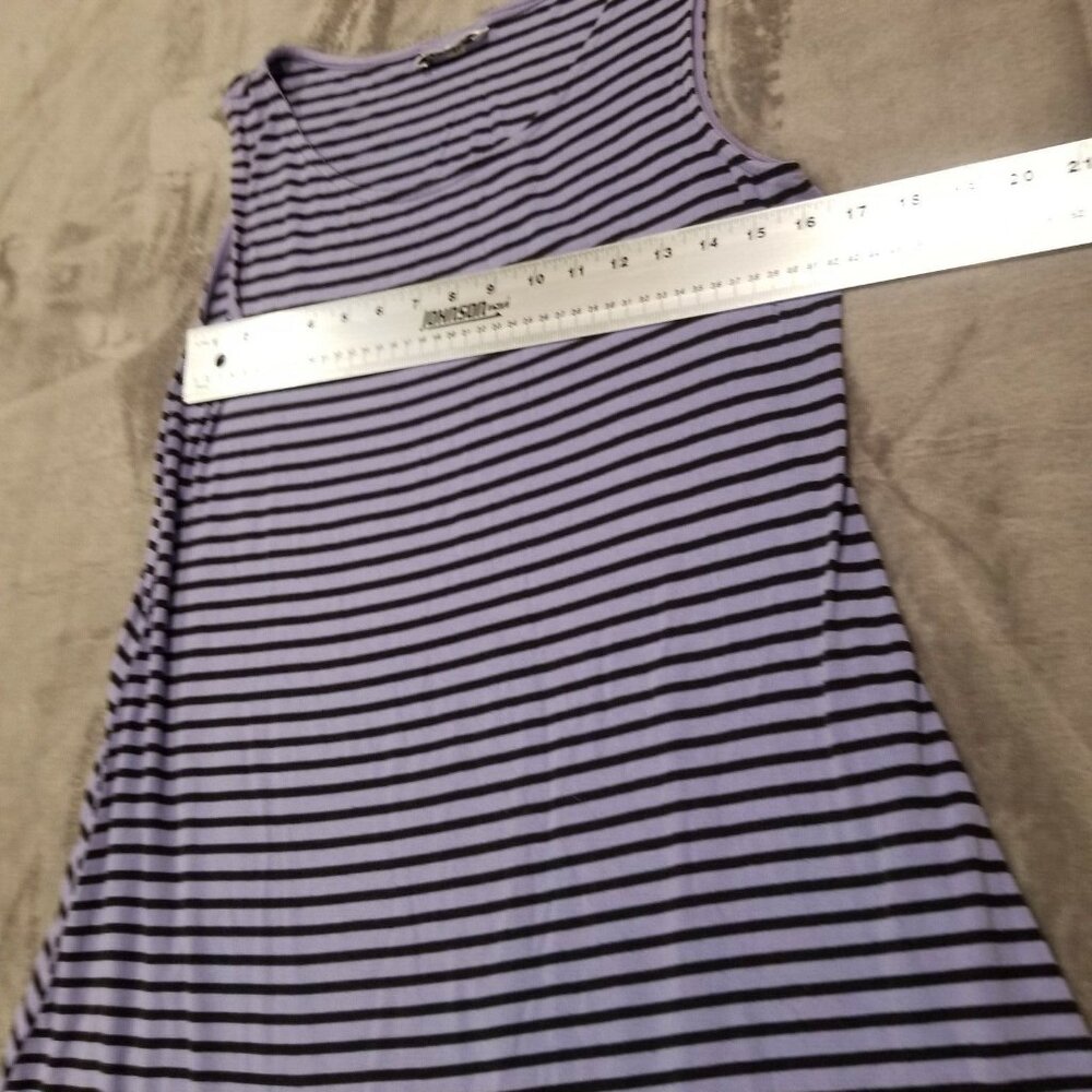 Habitat Women's Large Sleeveless Shift Dress in Purple Black Stripes Scoop Neck - Picture 4 of 6